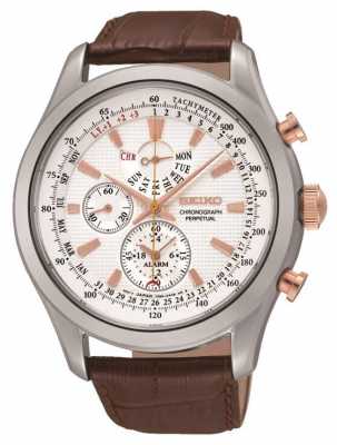 Seiko Mens Stainless Steel White Dial Brown Leather Watch SPC129P1 Seiko Mens Stainless Steel White Dial Brown Leather Watch SPC129P1