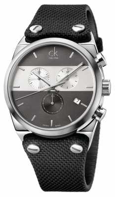 Calvin Klein Mens Eager Stainless Steel Canvas Strap Watch K4B371B3 Calvin Klein Mens Eager Stainless Steel Canvas Strap Watch K4B371B3