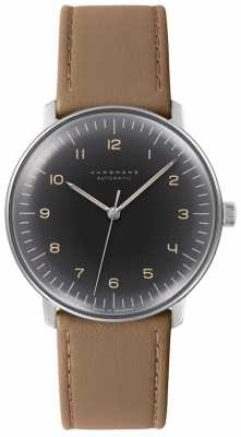 Junghans Mens Max Bill Automatic Black Dial Brown Leather Watch 027/3401.00 Junghans Mens Max Bill Automatic Black Dial Brown Leather Watch 027/3401.00
