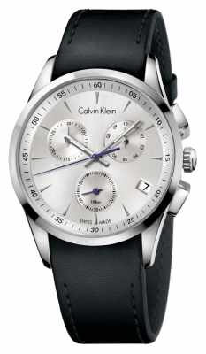 Calvin Klein Mens Bold Stainless Steel Black Leather Strap Watch K5A271C6 Calvin Klein Mens Bold Stainless Steel Black Leather Strap Watch K5A271C6