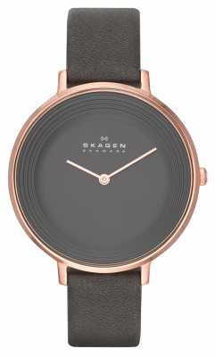 Skagen Ladies Ditte Grey Leather Strap Watch SKW2216 Skagen Ladies Ditte Grey Leather Strap Watch SKW2216
