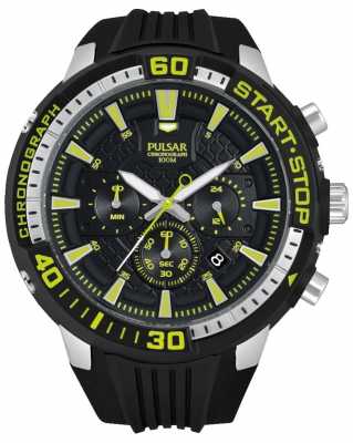 Pulsar Mens X Chronograph Black and Green PT3503X1 Pulsar Mens X Chronograph Black and Green PT3503X1
