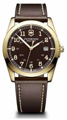 Victorinox Swiss Army Mens Infantry Gold Plate Black Dial Brown Leather Watch 241645 Victorinox Swiss Army Mens Infantry Gold Plate Black Dial Brown Leather Watch 241645