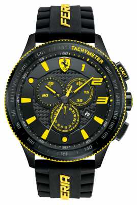 Scuderia Ferrari Chronograph Watch In Black With Yellow Accent 0830139 Scuderia Ferrari Chronograph Watch In Black With Yellow Accent 0830139