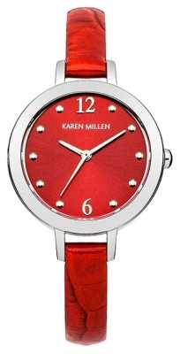 Karen Millen Womens Silver Tone Watch With Red Dial KM152R Karen Millen Womens Silver Tone Watch With Red Dial KM152R