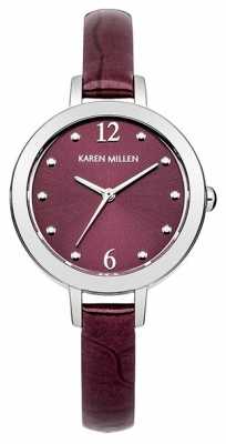Karen Millen Silver Tone Watch With Violet Dial KM152V Karen Millen Silver Tone Watch With Violet Dial KM152V