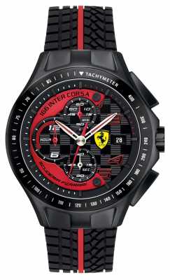Scuderia Ferrari Mens Race Day, Black, Rubber Strap Watch 0830077 Scuderia Ferrari Mens Race Day, Black, Rubber Strap Watch 0830077