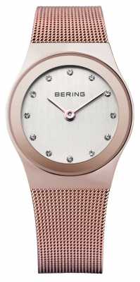 Bering Womens Rose Gold, Mesh Strap, Crystal Watch 12927-366 Bering Womens Rose Gold, Mesh Strap, Crystal Watch 12927-366