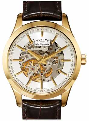 Rotary Mens Jura Automatic Gold Plate Brown Leather Watch GS90526/06 Rotary Mens Jura Automatic Gold Plate Brown Leather Watch GS90526/06