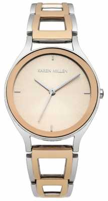 Karen Millen Womens Steel/ Rose-Gold, Cut-Away Bracelet KM148SRGM Karen Millen Womens Steel/ Rose-Gold, Cut-Away Bracelet KM148SRGM