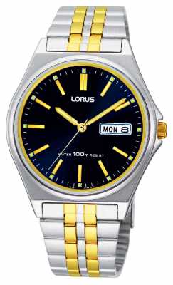 Lorus Mens Two Tone Blue Dial Quartz Watch RXN27BX9 Lorus Mens Two Tone Blue Dial Quartz Watch RXN27BX9