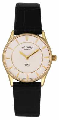 Rotary Womens, Slim, Gold Plate, Black Leather Watch LS08203/02 Rotary Womens, Slim, Gold Plate, Black Leather Watch LS08203/02