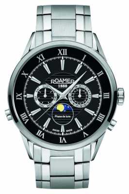 Roamer Mens Moonphase Stainless Steel Black Dial Watch 508821415350 Roamer Mens Moonphase Stainless Steel Black Dial Watch 508821415350