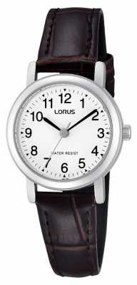 Lorus Womens Stainless Steel Leather Strap Watch RRS57UX9 Lorus Womens Stainless Steel Leather Strap Watch RRS57UX9