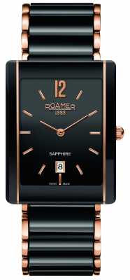 Roamer Ceraline Saphira Black Ceramic Rose Gold Watch 690856495460 Roamer Ceraline Saphira Black Ceramic Rose Gold Watch 690856495460