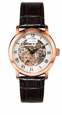 Rotary Mens Jura Automatic Rose Gold Black Detail Leather Watch GS90537/21 Rotary Mens Jura Automatic Rose Gold Black Detail Leather Watch GS90537/21
