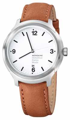 Mondaine Helvetica No1 Bold 43 Brown Leather MH1.B1210.LG Mondaine Helvetica No1 Bold 43 Brown Leather MH1.B1210.LG
