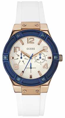 Guess Womens Jet Setter White Rubber Strap W0564L1 Guess Womens Jet Setter White Rubber Strap W0564L1