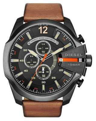 Diesel Mens Mega Chief Black Tan Chronograph Watch DZ4343 Diesel Mens Mega Chief Black Tan Chronograph Watch DZ4343