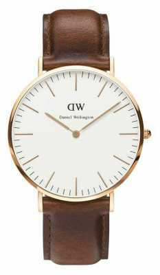 Daniel Wellington Mens Classic St Mawes 40mm Rose Brown Leather DW00100006 Daniel Wellington Mens Classic St Mawes 40mm Rose Brown Leather DW00100006