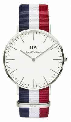 Daniel Wellington Mens Classic Cambridge 40mm Blue Red Silver DW00100017 Daniel Wellington Mens Classic Cambridge 40mm Blue Red Silver DW00100017