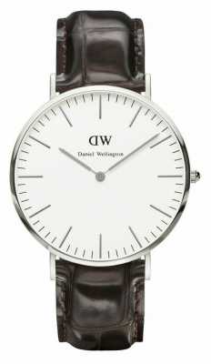 Daniel Wellington Mens Classic York 40mm Silver Leather Strap DW00100025 Daniel Wellington Mens Classic York 40mm Silver Leather Strap DW00100025