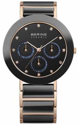 Bering Womens Black Ceramic, Rose Gold, Crystal 11438-746 Bering Womens Black Ceramic, Rose Gold, Crystal 11438-746