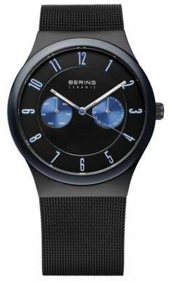Bering Mens Black Ceramic, Mesh Strap, Blue Accent 32139-227 Bering Mens Black Ceramic, Mesh Strap, Blue Accent 32139-227