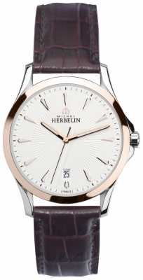 Michel Herbelin Mens Lyre Steel & Rose Gold, Leather Watch 12213/TR12MA Michel Herbelin Mens Lyre Steel & Rose Gold, Leather Watch 12213/TR12MA