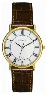 Michel Herbelin Mens PVD Gold Plated Watch, Brown Leather 12443/P08GO Michel Herbelin Mens PVD Gold Plated Watch, Brown Leather 12443/P08GO
