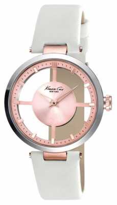 Kenneth Cole Womens White Leather Strap Rose Dial KC10022538 Kenneth Cole Womens White Leather Strap Rose Dial KC10022538