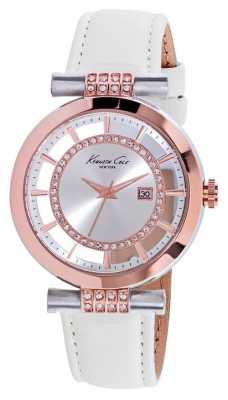 Kenneth Cole Womens White Leather Strap Silver Dial KC10021107 Kenneth Cole Womens White Leather Strap Silver Dial KC10021107