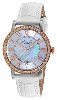 Kenneth Cole Womens White Leather Strap Mother Of Pearl KC2836 Kenneth Cole Womens White Leather Strap Mother Of Pearl KC2836