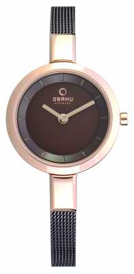 Obaku Womens Skinny Mesh PVD Rose Gold Plate V129LXVNMN Obaku Womens Skinny Mesh PVD Rose Gold Plate V129LXVNMN
