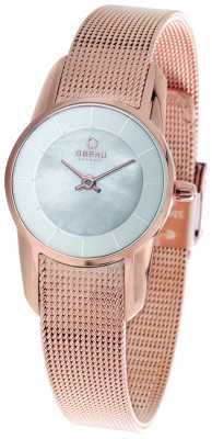 Obaku Womens PVD Rose Gold Plate Mesh Bracelet V130LXVWMV Obaku Womens PVD Rose Gold Plate Mesh Bracelet V130LXVWMV