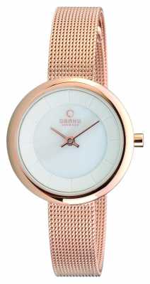 Obaku Womens PVD Rose Gold Plate Mesh Strap V146LXVWMV Obaku Womens PVD Rose Gold Plate Mesh Strap V146LXVWMV