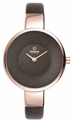 Obaku Womens Black Leather Strap PVD Rose Gold V149LXVNRN Obaku Womens Black Leather Strap PVD Rose Gold V149LXVNRN
