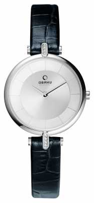 Obaku Womens Leather Black Strap Silver Dial V168LECIRB Obaku Womens Leather Black Strap Silver Dial V168LECIRB