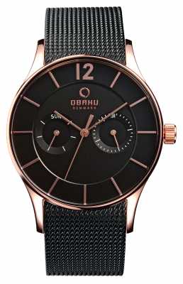 Obaku Mens PVD Rose Gold Case Mesch Bracelet V175GMVBMB Obaku Mens PVD Rose Gold Case Mesch Bracelet V175GMVBMB