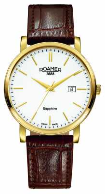 Roamer Mens Classic LineBrown Leather PVD Case 709856482507 Roamer Mens Classic LineBrown Leather PVD Case 709856482507