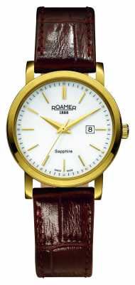Roamer Womens Classic Line Brown Leather PVD Case 709844482507 Roamer Womens Classic Line Brown Leather PVD Case 709844482507