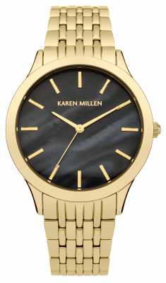 Karen Millen Womens PVD Gold Plate Black Mother Of Pearl KM106BGM Karen Millen Womens PVD Gold Plate Black Mother Of Pearl KM106BGM