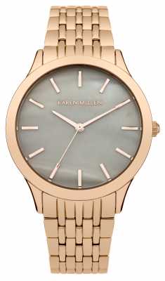 Karen Millen Womens Rose Gold PVD Plated Mother Of Pearl KM106ERGM Karen Millen Womens Rose Gold PVD Plated Mother Of Pearl KM106ERGM