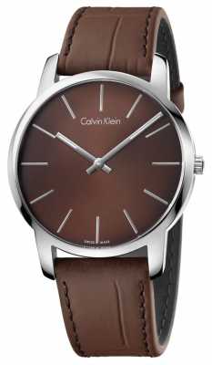 Calvin Klein Mens City Brown Leather Strap And Dial K2G211GK Calvin Klein Mens City Brown Leather Strap And Dial K2G211GK