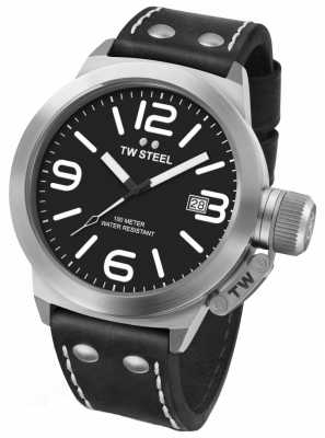 TW Steel Mens Canteen 50mm Black Leather Strap CS2 TW Steel Mens Canteen 50mm Black Leather Strap CS2
