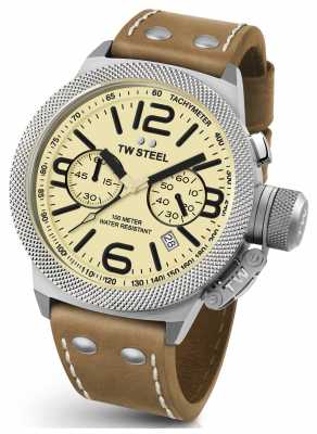 TW Steel Mens Canteen 50mm Chrono Brown Leather Strap CS14 TW Steel Mens Canteen 50mm Chrono Brown Leather Strap CS14