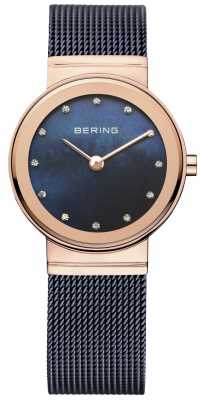 Bering Womens Blue Mesh PVD Rose Gold Case 10126-367 Bering Womens Blue Mesh PVD Rose Gold Case 10126-367