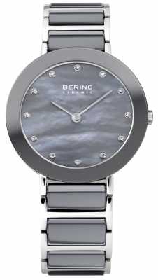 Bering Womens Grey Ceramic, Pearl Dial, Crystal 11429-789 Bering Womens Grey Ceramic, Pearl Dial, Crystal 11429-789