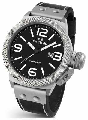 TW Steel Mens Canteen 50mm Automatic Black Leather CS6 TW Steel Mens Canteen 50mm Automatic Black Leather CS6