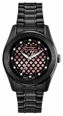Harley Davidson Black And Rose Womens Gold Watch 78L112 Harley Davidson Black And Rose Womens Gold Watch 78L112